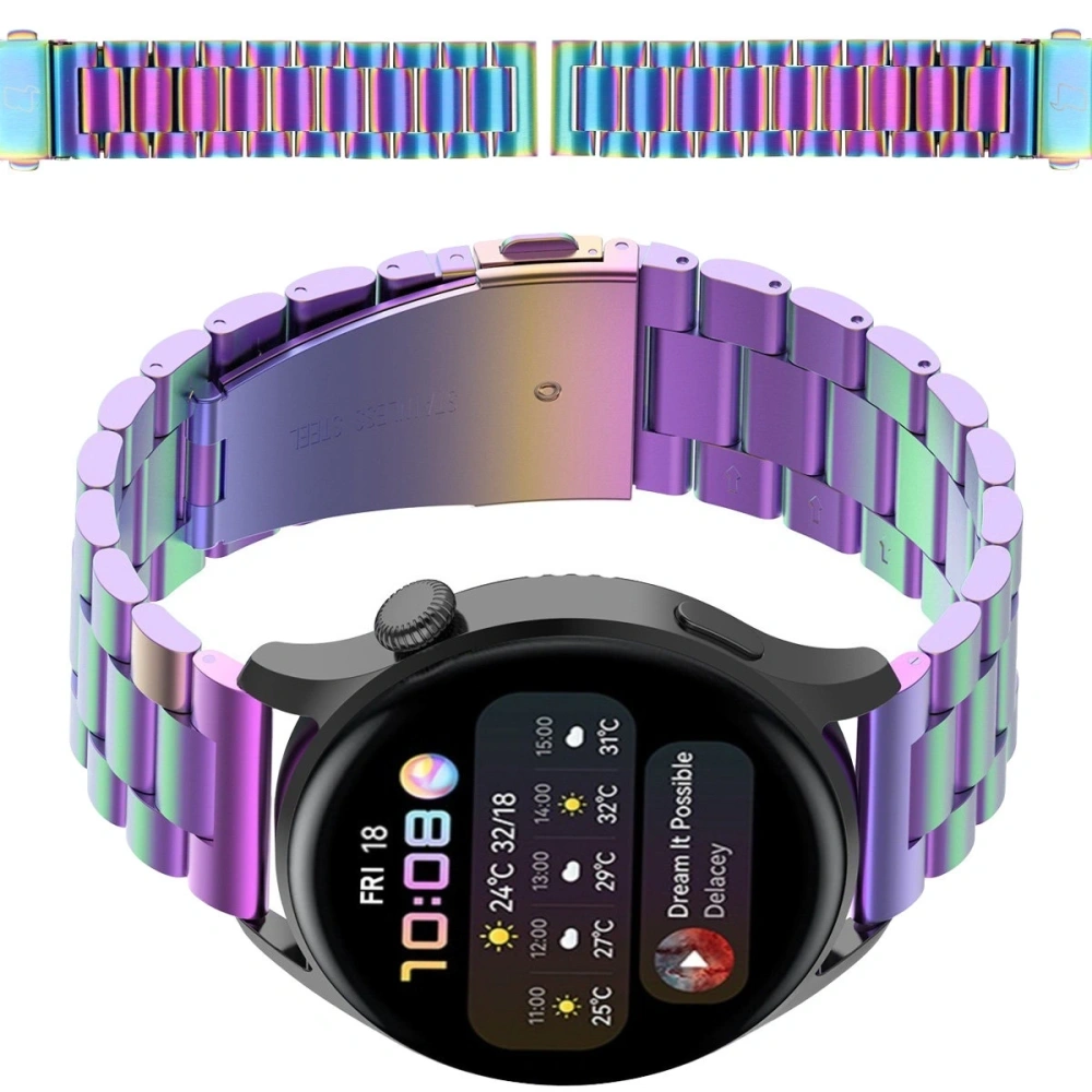 Pasek ze stali nierdzewnej do smartwatcha Bizon Strap Watch Aura QuickRelease 20mm tęczowy