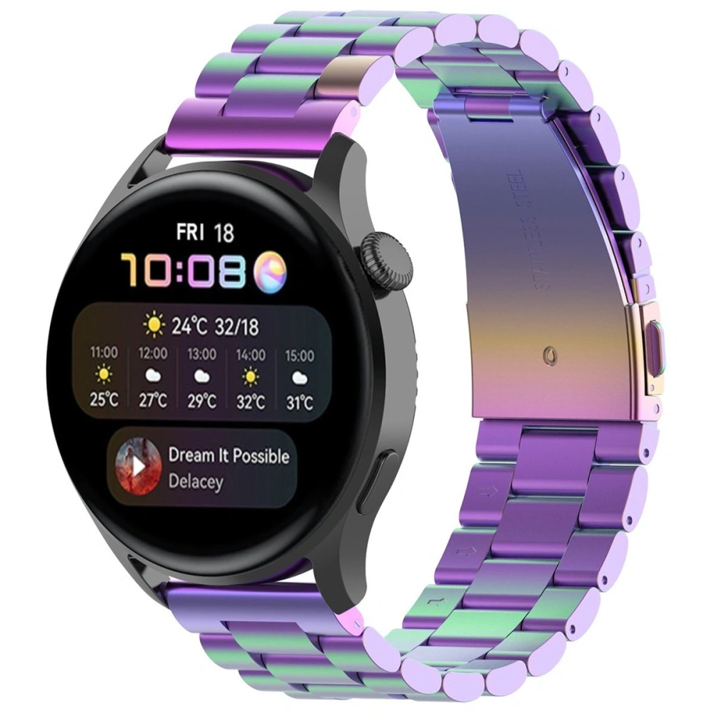 Pasek ze stali nierdzewnej do smartwatcha Bizon Strap Watch Aura QuickRelease 20mm tęczowy