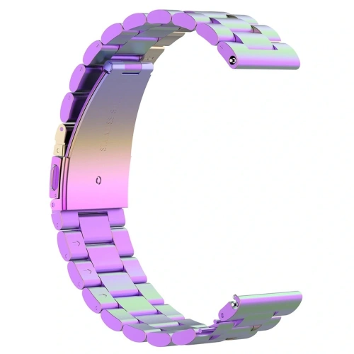 Pasek ze stali nierdzewnej do smartwatcha Bizon Strap Watch Aura QuickRelease 20mm tęczowy