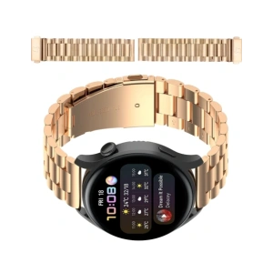 Pasek ze stali nierdzewnej do smartwatcha Bizon Strap Watch Aura QuickRelease 20mm różowozłoty