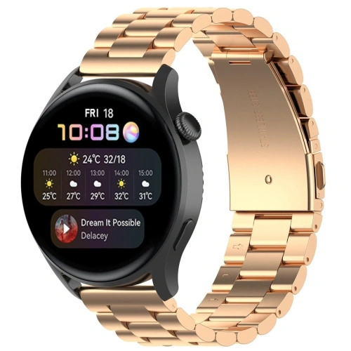 Pasek ze stali nierdzewnej do smartwatcha Bizon Strap Watch Aura QuickRelease 20mm różowozłoty
