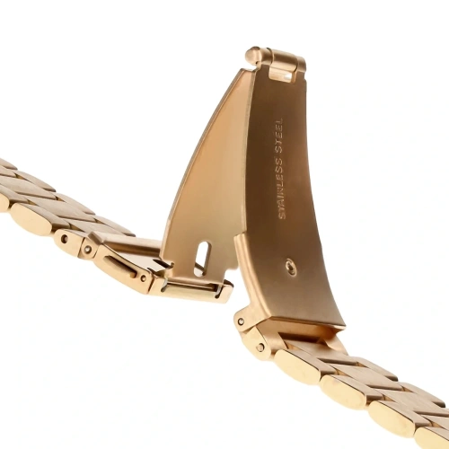 Pasek ze stali nierdzewnej do smartwatcha Bizon Strap Watch Aura QuickRelease 20mm różowozłoty