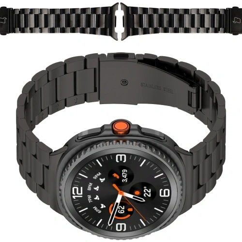 Pasek ze stali nierdzewnej Bizon Strap Watch Aura do Samsung Galaxy Watch 8 40mm / 44mm / 8 Classic 46mm czarny