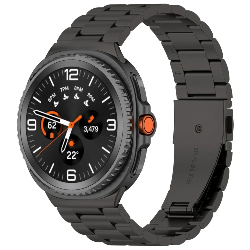 Pasek ze stali nierdzewnej Bizon Strap Watch Aura do Samsung Galaxy Watch 8 40mm / 44mm / 8 Classic 46mm czarny