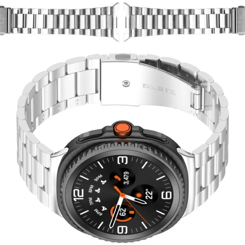 Pasek ze stali nierdzewnej Bizon Strap Watch Aura do Samsung Galaxy Watch 8 40mm / 44mm / 8 Classic 46mm srebrny