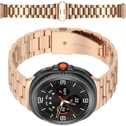 Pasek ze stali nierdzewnej Bizon Strap Watch Aura do Samsung Galaxy Watch 8 40mm / 44mm / 8 Classic 46mm różowozłoty