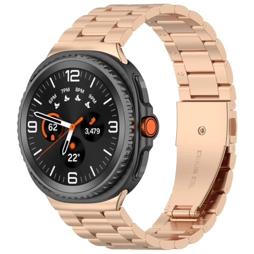 Pasek ze stali nierdzewnej Bizon Strap Watch Aura do Samsung Galaxy Watch 8 40mm / 44mm / 8 Classic 46mm różowozłoty