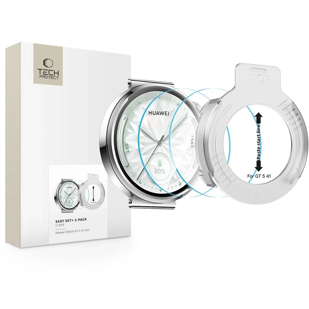 Szkło hartowane Tech-Protect Easy Set+ do Huawei Watch GT 5 41mm Clear [2 PACK]