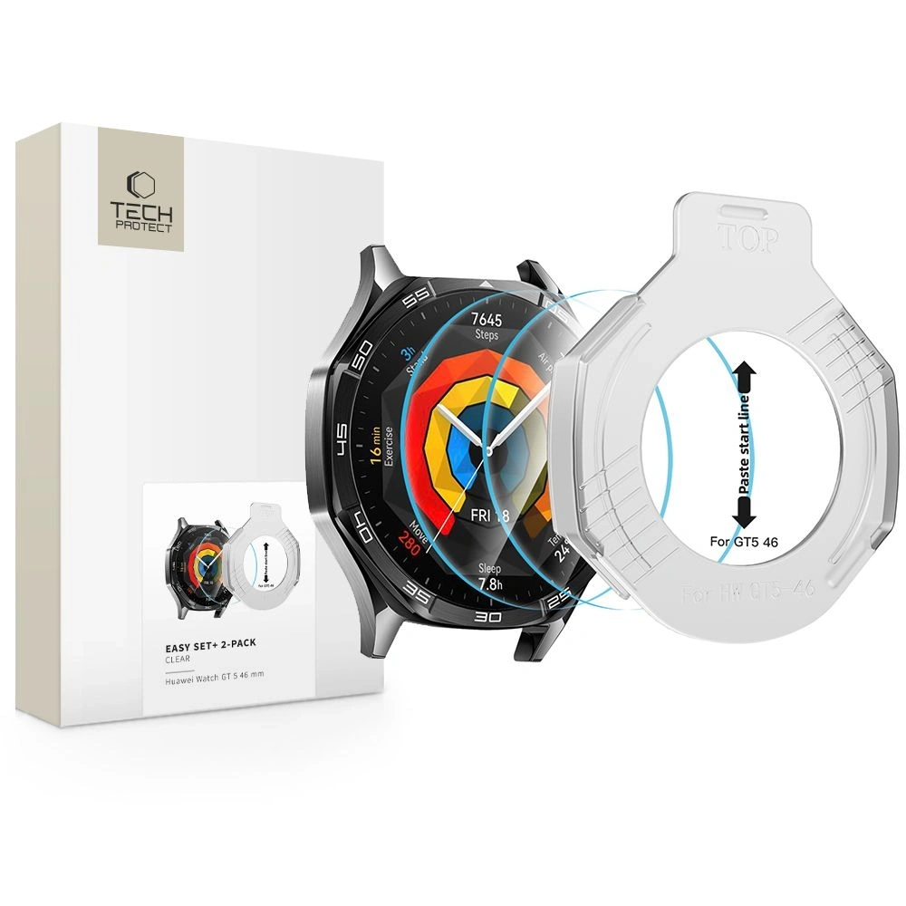 Szkło hartowane Tech-Protect Easy Set+ do Huawei Watch GT 5 46mm Clear [2 PACK]