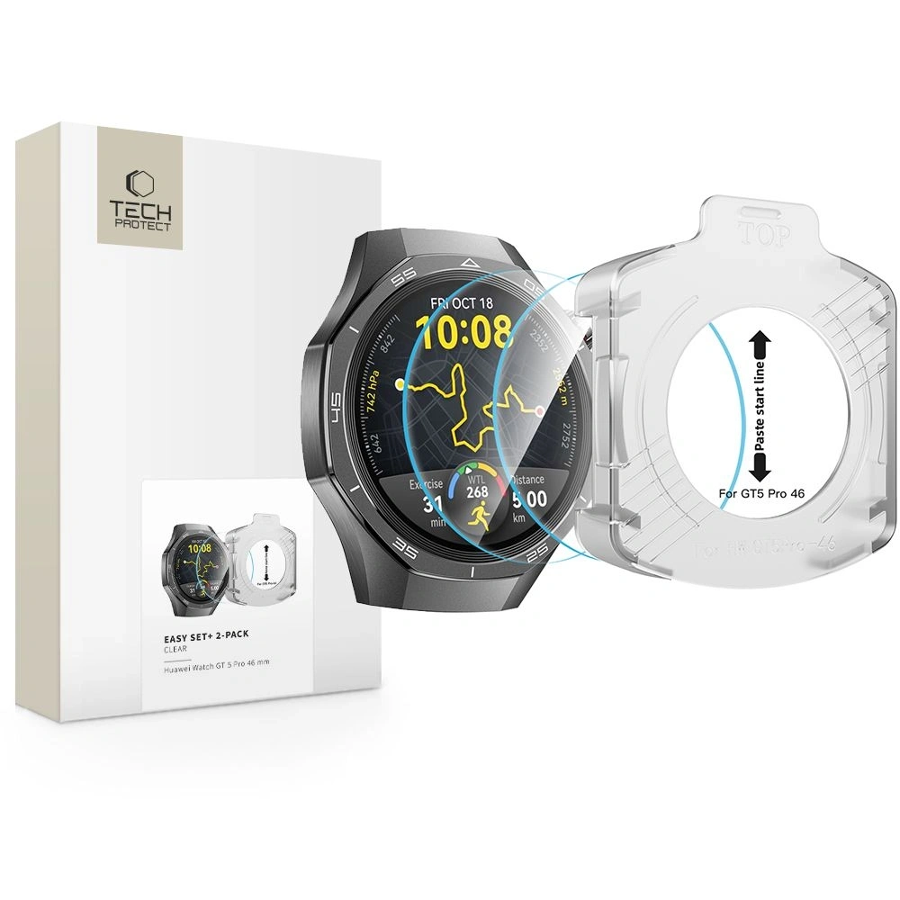 Szkło hartowane Tech-Protect Easy Set+ do Huawei Watch GT 5 Pro 46mm Clear [2 PACK]