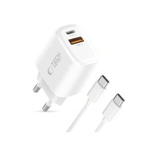 Ładowarka sieciowa Tech-Protect NCA30 USB-A, USB-C Network Charger PD 30W / QC3.0 + USB-C Cable White