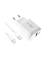 Ładowarka sieciowa Tech-Protect NCA20 USB-A, USB-C Network Charger PD 20W / QC3.0 + USB-C Cable White