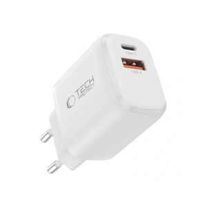 Ładowarka sieciowa Tech-Protect NCA20 USB-A, USB-C Network Charger PD 20W / QC3.0 + USB-C Cable White