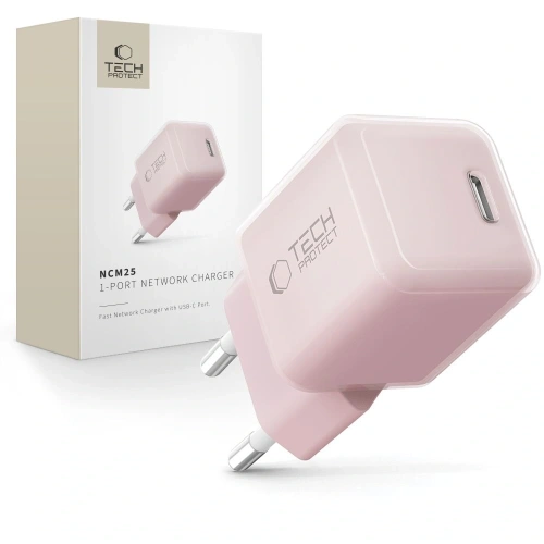 Ładowarka sieciowa Tech-Protect NCM25 USB-C Network Charger PD 25W Baby Pink