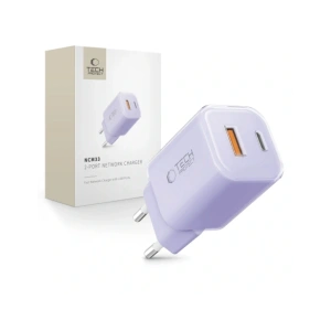 Ładowarka sieciowa Tech-Protect NCM33 USB-A, USB-C Network Charger PD 33W / QC3.0 Baby Purple