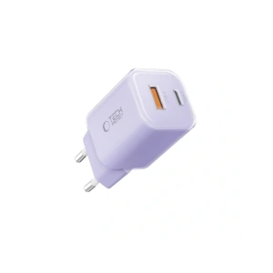 Ładowarka sieciowa Tech-Protect NCM33 USB-A, USB-C Network Charger PD 33W / QC3.0 Baby Purple