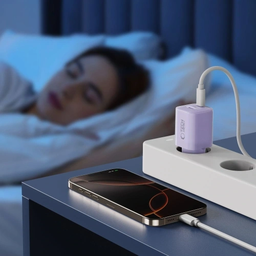 Ładowarka sieciowa Tech-Protect NCM33 USB-A, USB-C Network Charger PD 33W / QC3.0 Baby Purple