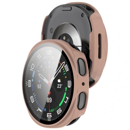 Etui ze szkłem do zegarka Bizon Case+Glass Watch do Samsung Galaxy Watch 8 44mm różowe