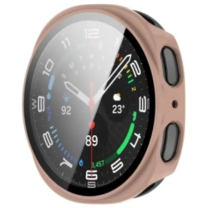 Etui ze szkłem do zegarka Bizon Case+Glass Watch do Samsung Galaxy Watch 8 44mm różowe