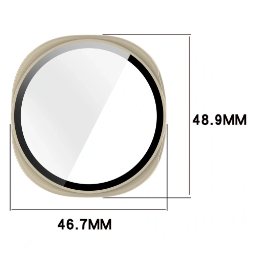 Etui ze szkłem do zegarka Bizon Case+Glass Watch do Samsung Galaxy Watch 8 44mm beżowe