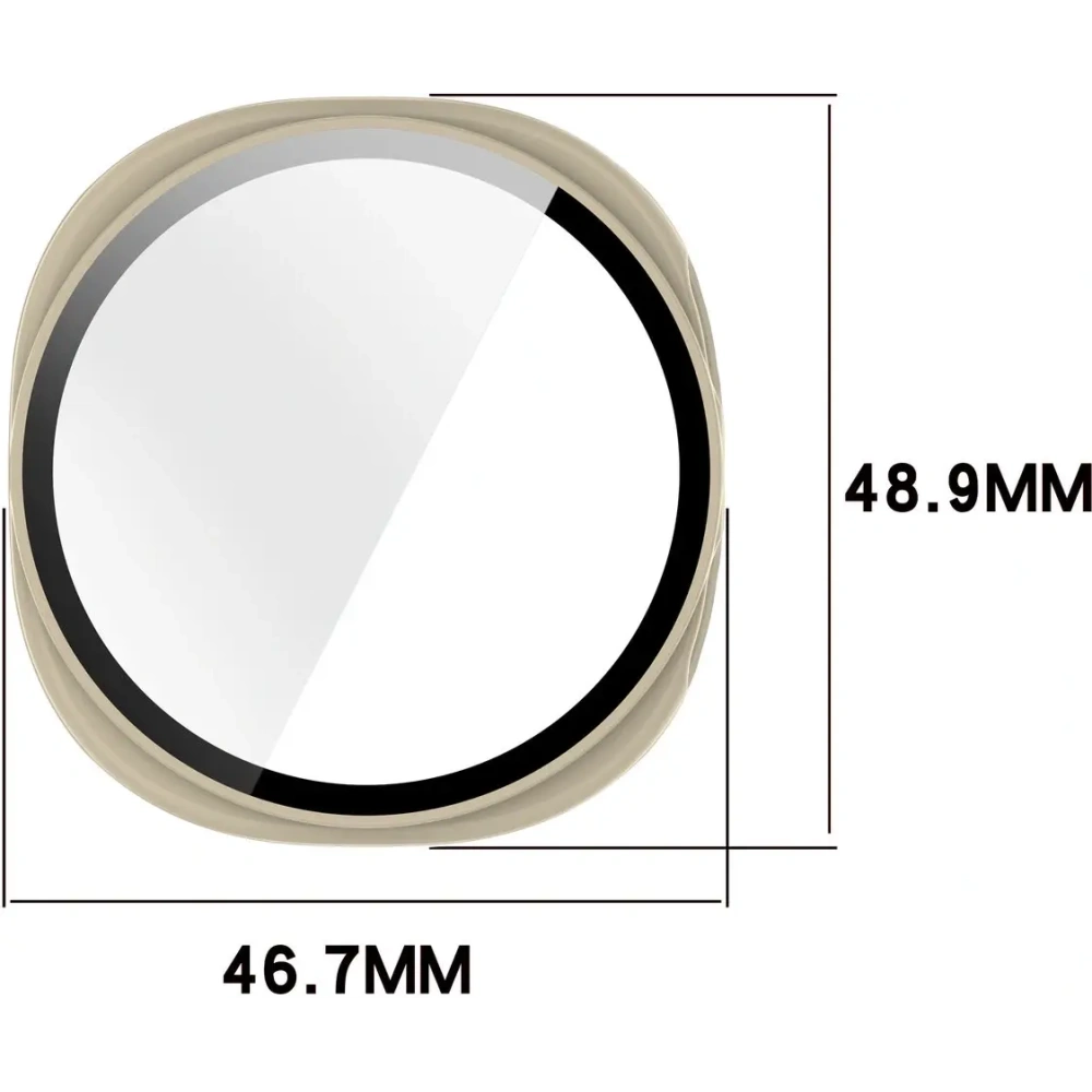 Etui ze szkłem do zegarka Bizon Case+Glass Watch do Samsung Galaxy Watch 8 44mm beżowe
