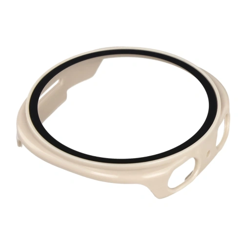 Etui ze szkłem do zegarka Bizon Case+Glass Watch do Samsung Galaxy Watch 8 44mm beżowe