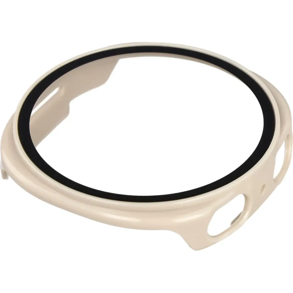 Etui ze szkłem do zegarka Bizon Case+Glass Watch do Samsung Galaxy Watch 8 44mm beżowe