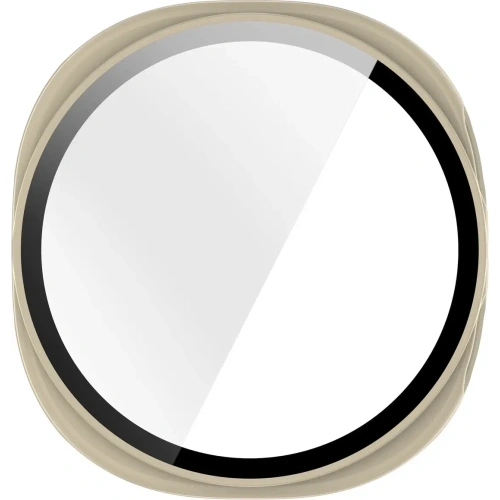 Etui ze szkłem do zegarka Bizon Case+Glass Watch do Samsung Galaxy Watch 8 44mm beżowe