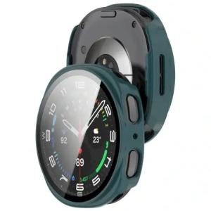 Etui ze szkłem do zegarka Bizon Case+Glass Watch do Samsung Galaxy Watch 8 44mm zielone