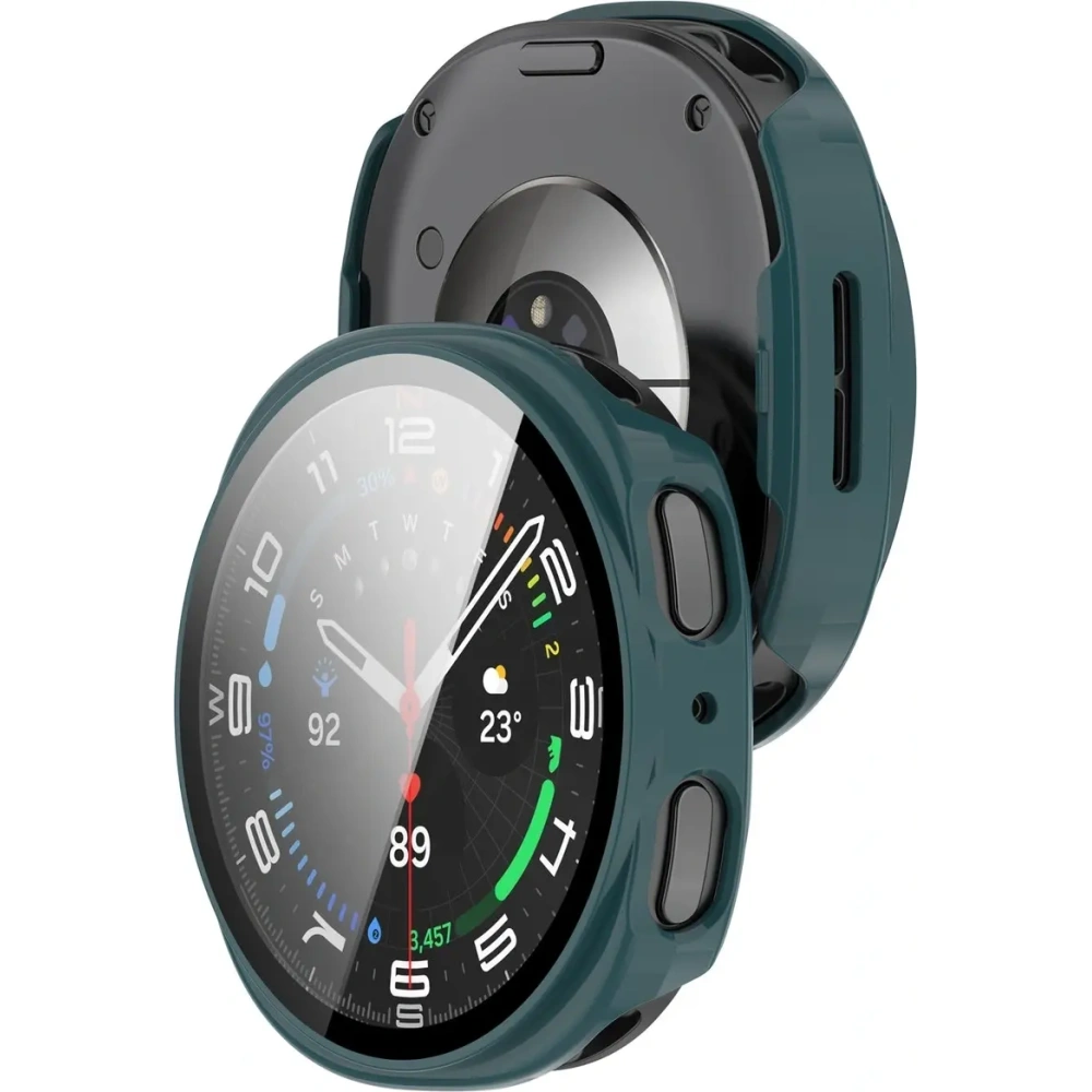 Etui ze szkłem do zegarka Bizon Case+Glass Watch do Samsung Galaxy Watch 8 44mm zielone