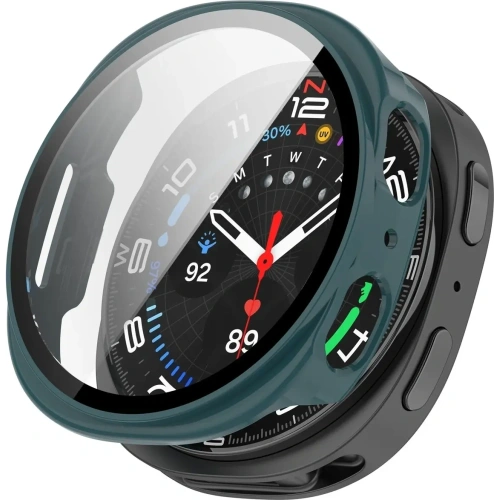 Etui ze szkłem do zegarka Bizon Case+Glass Watch do Samsung Galaxy Watch 8 44mm zielone