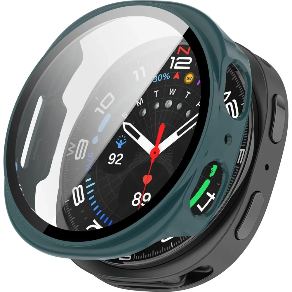 Etui ze szkłem do zegarka Bizon Case+Glass Watch do Samsung Galaxy Watch 8 44mm zielone