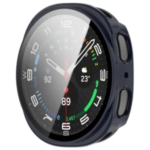 Etui ze szkłem do zegarka Bizon Case+Glass Watch do Samsung Galaxy Watch 8 44mm niebieskie
