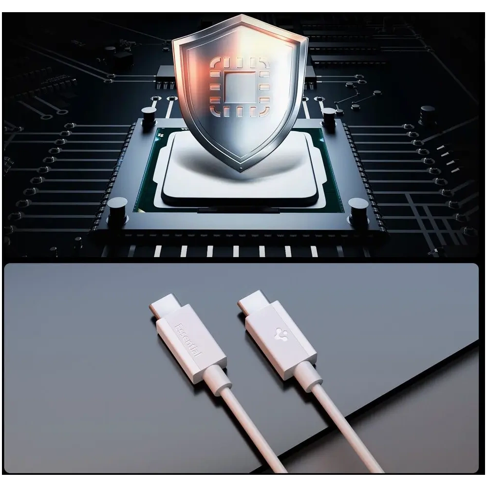 Kabel USB-C / USB-C Spigen EB6020CC Essential USB-C Cable 60W 200cm White Kabel USB-C / USB-C Spigen EB6020CC Essential USB-C Cable 60W 200cm White
