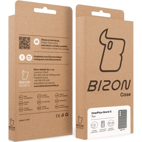 Pancerne etui Bizon Case Tur do OnePlus Nord 5 jasnoszare