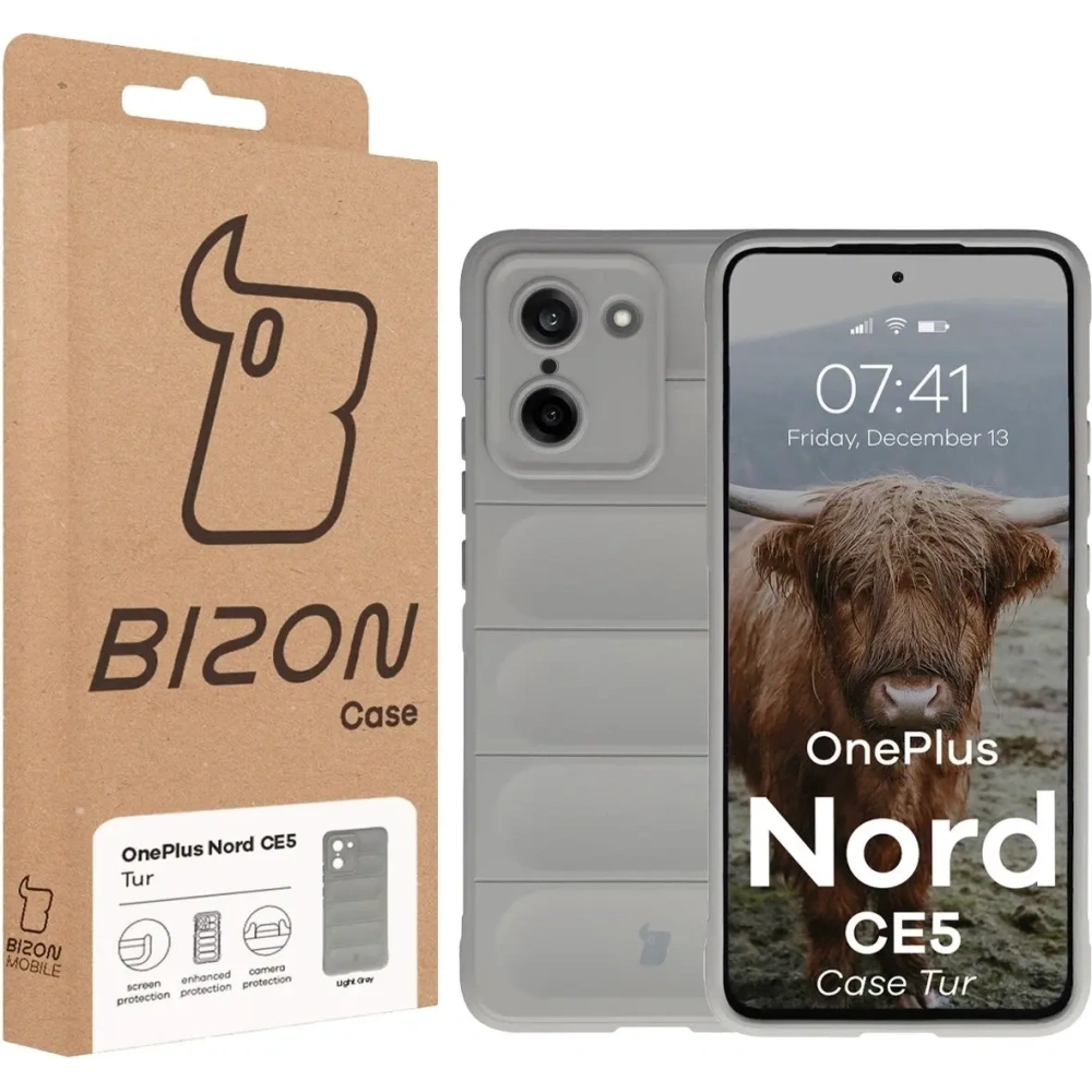 Pancerne etui Bizon Case Tur do OnePlus Nord CE5 5G jasnoszare