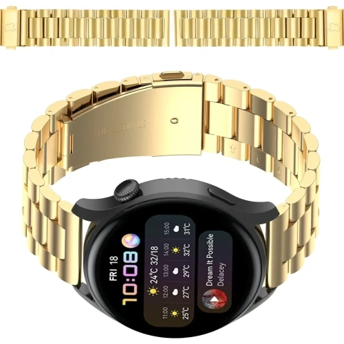 Pasek ze stali nierdzewnej do smartwatcha Bizon Strap Watch Aura QuickRelease 20mm złoty