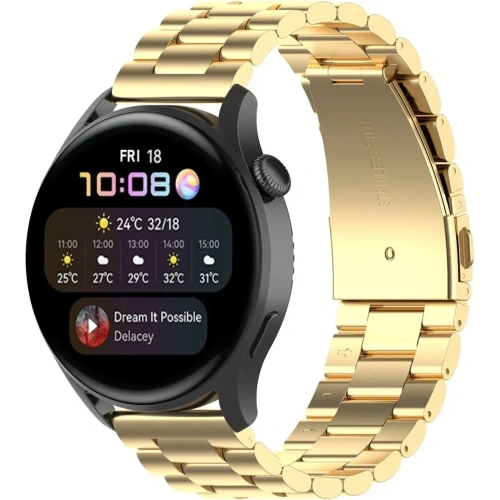 Pasek ze stali nierdzewnej do smartwatcha Bizon Strap Watch Aura QuickRelease 20mm złoty