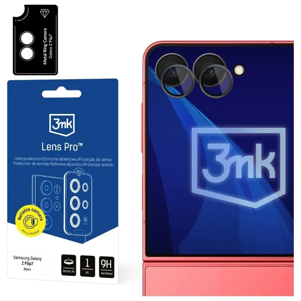 Szkło hybrydowe na obiektyw aparatu 3MK Lens Protection Pro do Samsung Galaxy Z Flip7 czarny