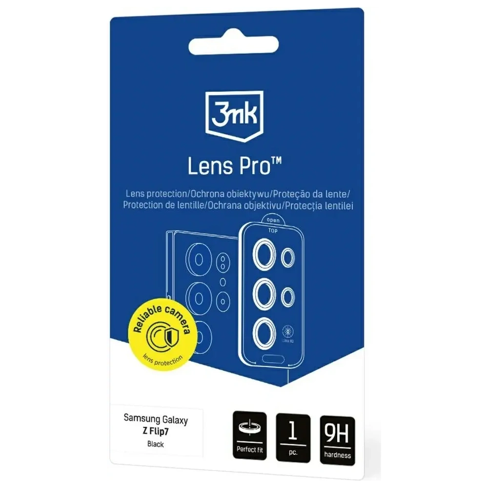 Szkło hybrydowe na obiektyw aparatu 3MK Lens Protection Pro do Samsung Galaxy Z Flip7 czarny