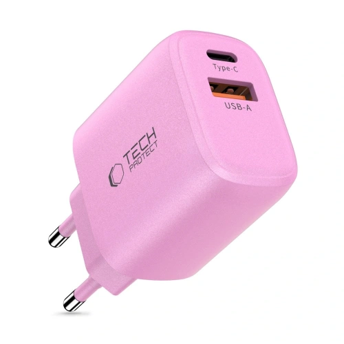 Ładowarka sieciowa Tech-Protect NCA20 USB-A, USB-C Network Charger PD 20W / QC3.0 Baby Pink