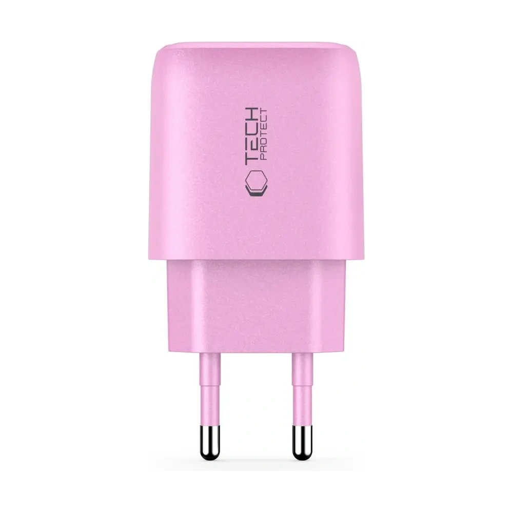 Ładowarka sieciowa Tech-Protect NCA20 USB-A, USB-C Network Charger PD 20W / QC3.0 Baby Pink