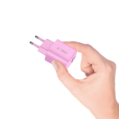 Ładowarka sieciowa Tech-Protect NCA20 USB-A, USB-C Network Charger PD 20W / QC3.0 Baby Pink