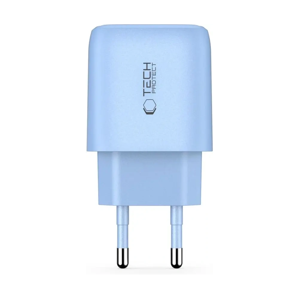 Ładowarka sieciowa Tech-Protect NCA20 USB-A, USB-C Network Charger PD 20W / QC3.0 Baby Blue