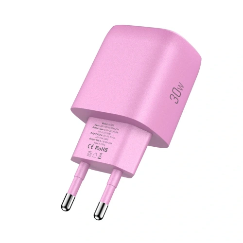 Ładowarka sieciowa Tech-Protect NCA30 USB-A, USB-C Network Charger PD 30W / QC3.0 Baby Pink
