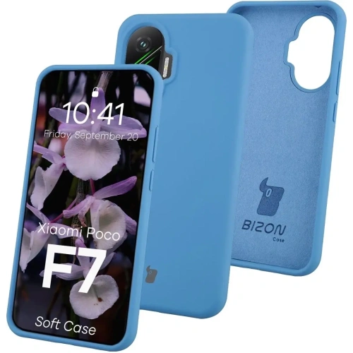 Silikonowe etui Bizon Soft Case do Xiaomi POCO F7 niebieskie