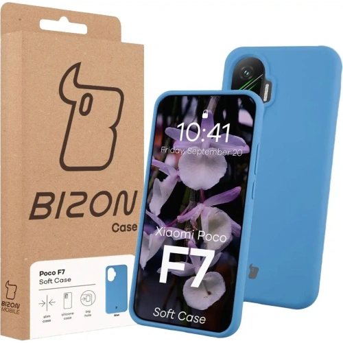 Silikonowe etui Bizon Soft Case do Xiaomi POCO F7 niebieskie