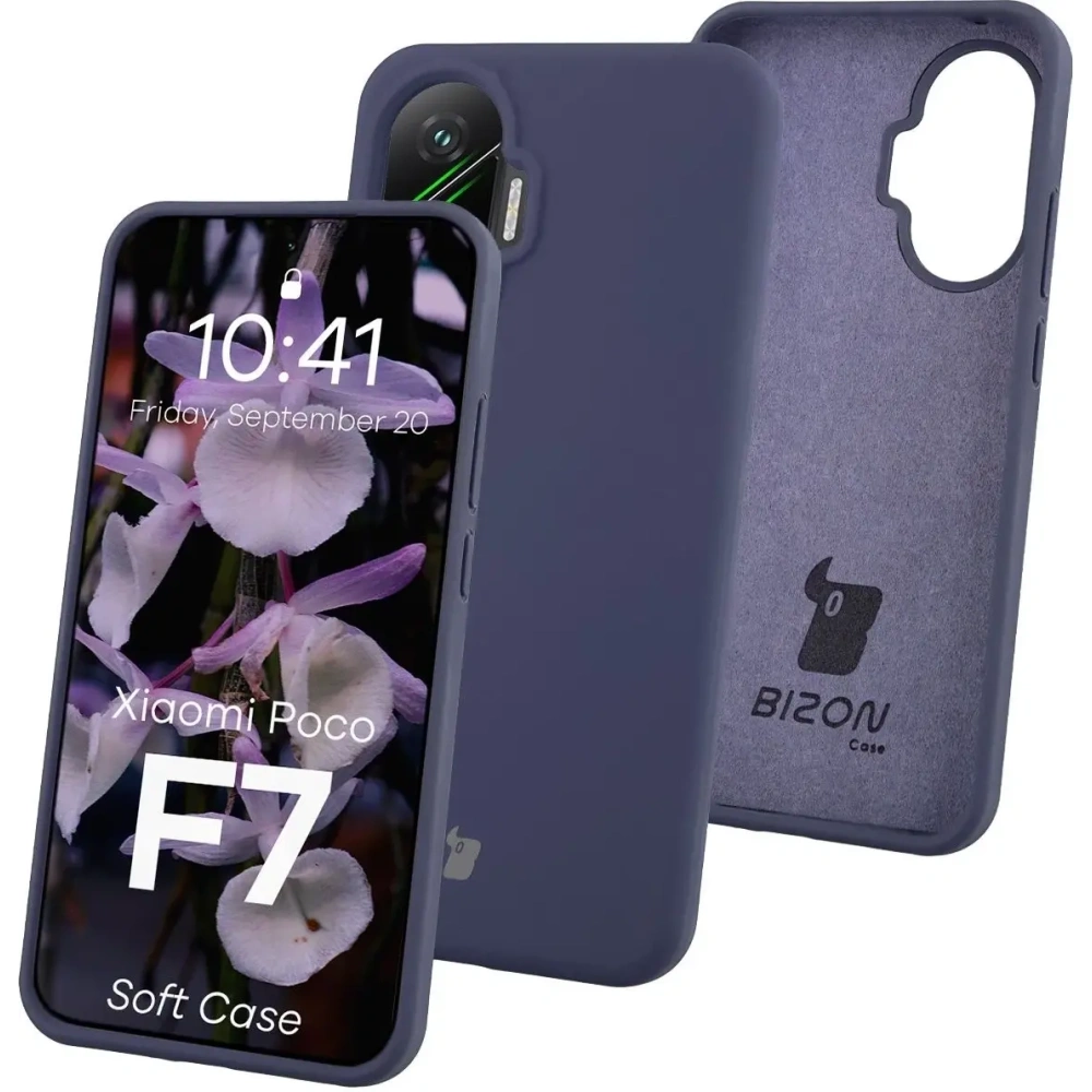 Silikonowe etui Bizon Soft Case do Xiaomi POCO F7 ciemnoniebieskie