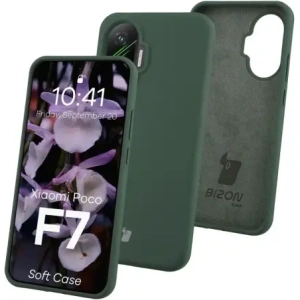 Silikonowe etui Bizon Soft Case do Xiaomi POCO F7 ciemnozielone