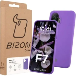 Silikonowe etui Bizon Soft Case do Xiaomi POCO F7 fioletowe